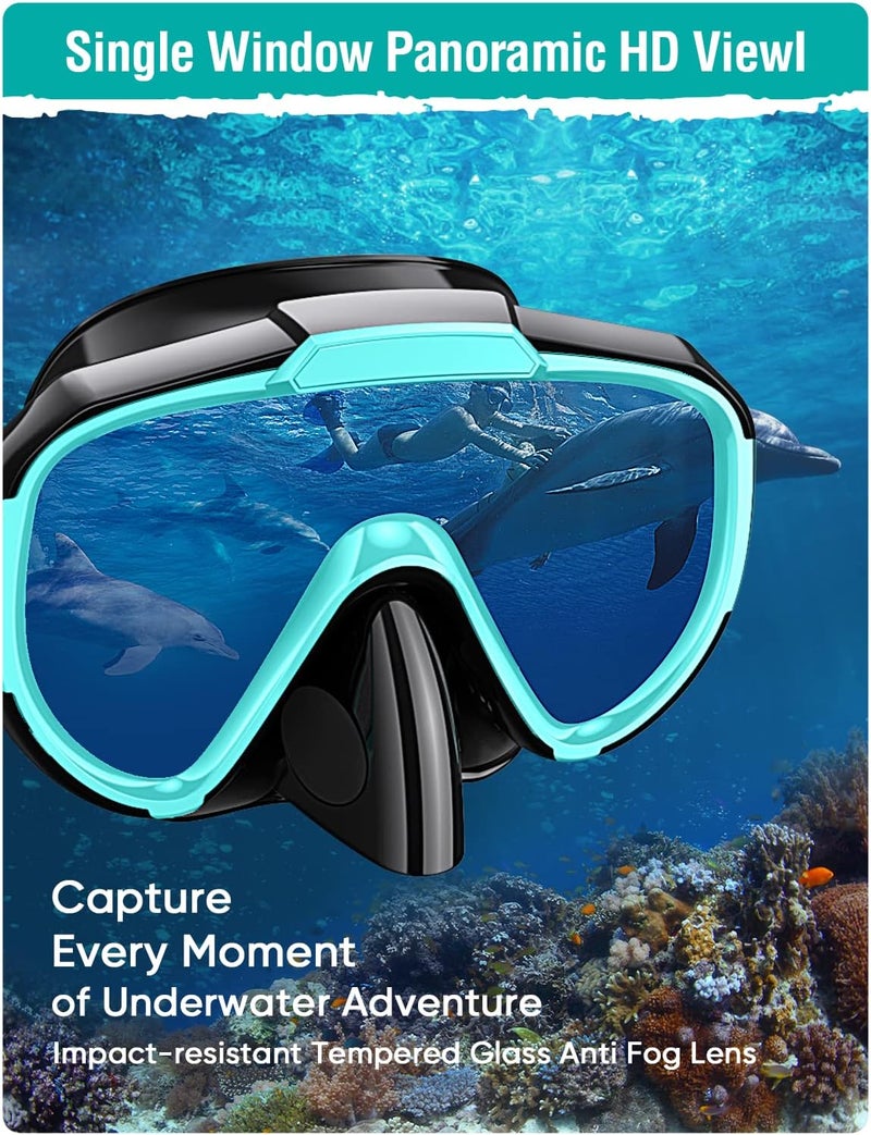 Seovediary Snorkel Set Adults Snorkeling Gear Anti-Fog Panoramic View Swim Mask Dry Top Snorkel Kit with Carry Bag for Snorkeling Scuba Diving Swimming Travel - Image 3